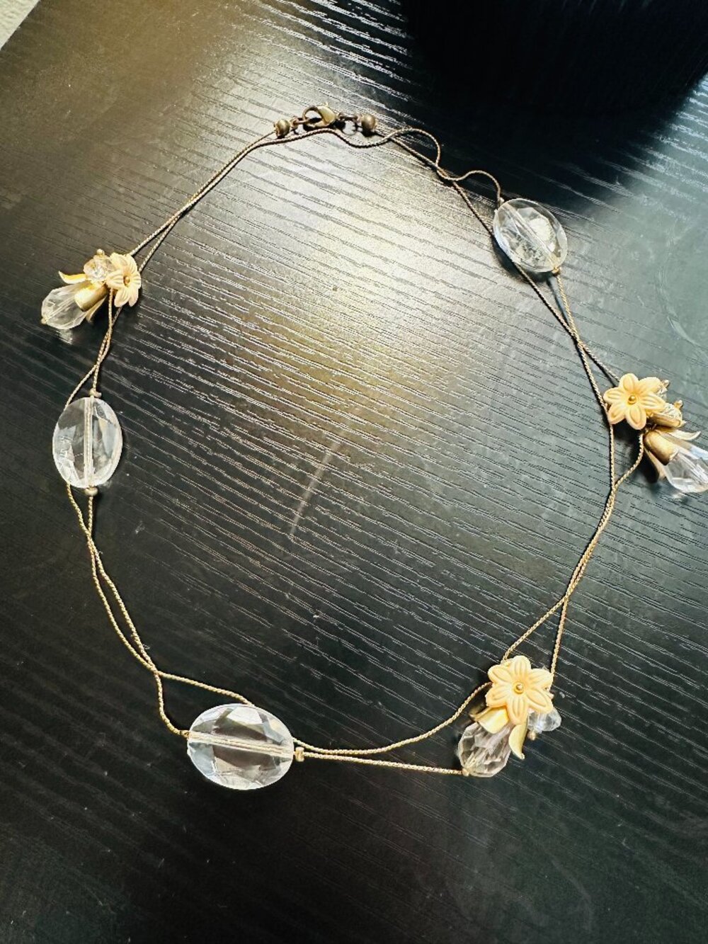 Romantic Cottagecore 37" Long Layering Necklace Clear Acrylic Faceted Beads